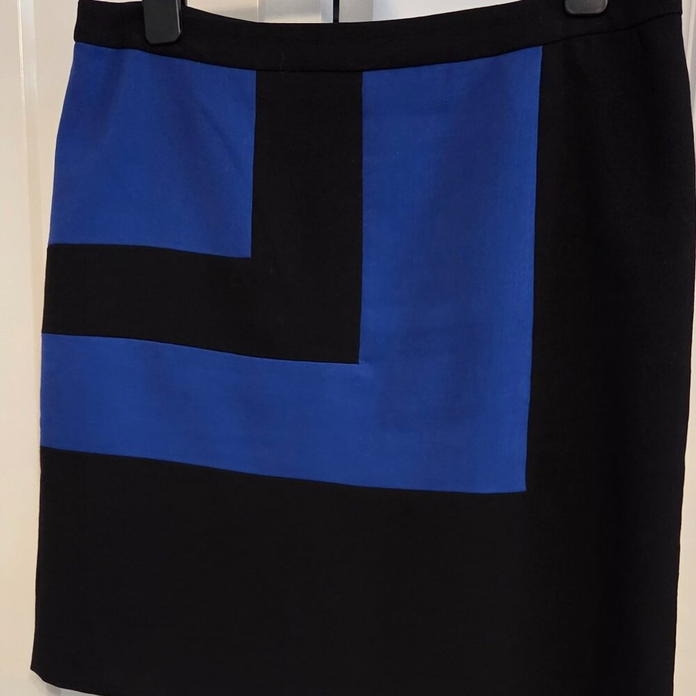 Spanner Black & Blue Skirt - Size 14 - Geometric, Lined